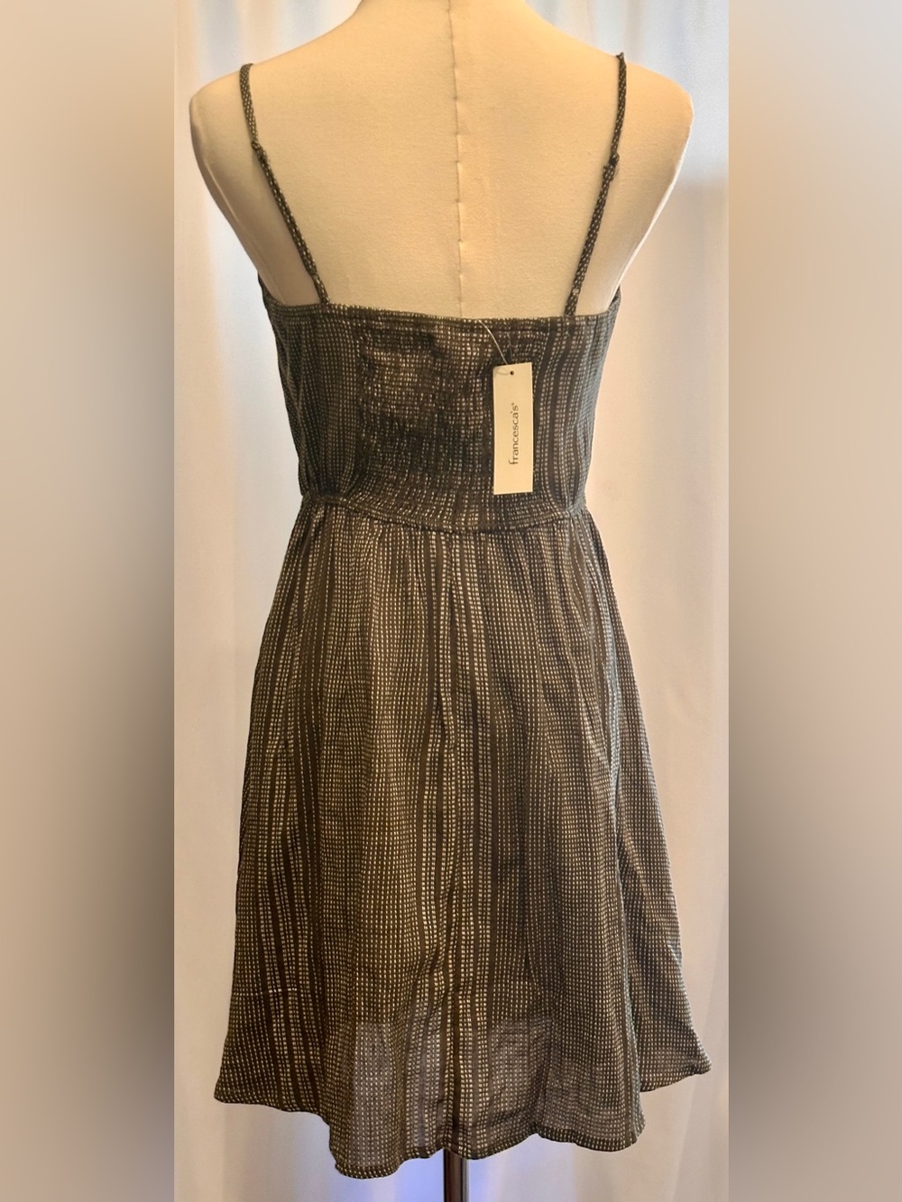 Francesca's Olive Green Cotton Cami Dress NWT Size Small Adjustable Straps - Picture 2 of 10